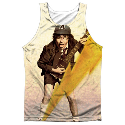 AC/DC Higher Voltage (Front/Back Print) Adult Sublimated Tank Top T-Shirt White