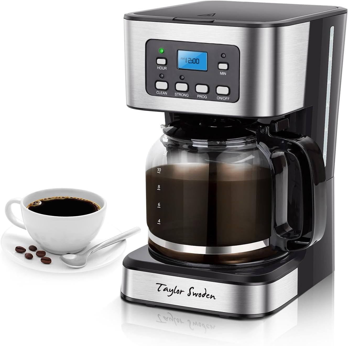 With Glass Carafe & Auto Shut Off, Black/silver