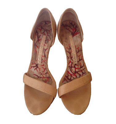 る〜か　ブラウン Gianmarco Lorenzi Women's beige embossed leather sandals, high