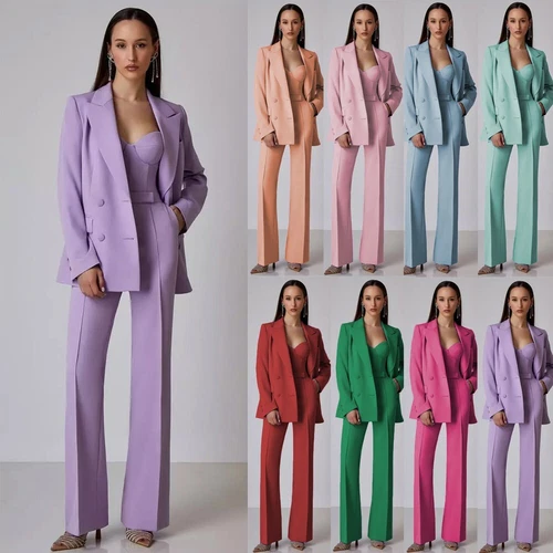 Women's Suit Formal Business Lady Office Work Wear Blazer Straight Pant 2Pieces - Picture 1 of 30