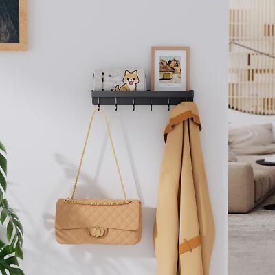 Black Self Adhesive Key Holder Key Rack with Stainless Steel Hooks