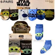 STAR WARS Mandalorian Baby Yoda  6 PAIR  SHORTY SOCKS Baby 12-24 mos. NEW