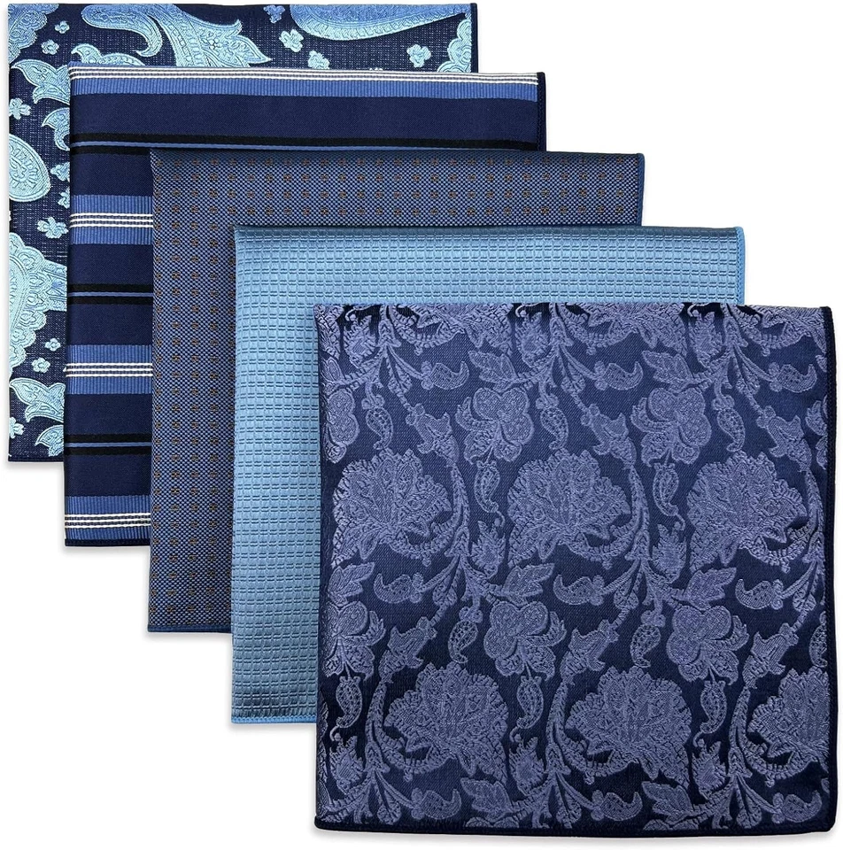 Juego de cuadrados de bolsillo de seda hechos a mano de 5 piezas SHLAX&WING - Caja de regalo de lujo incluida Foto 3 de 4