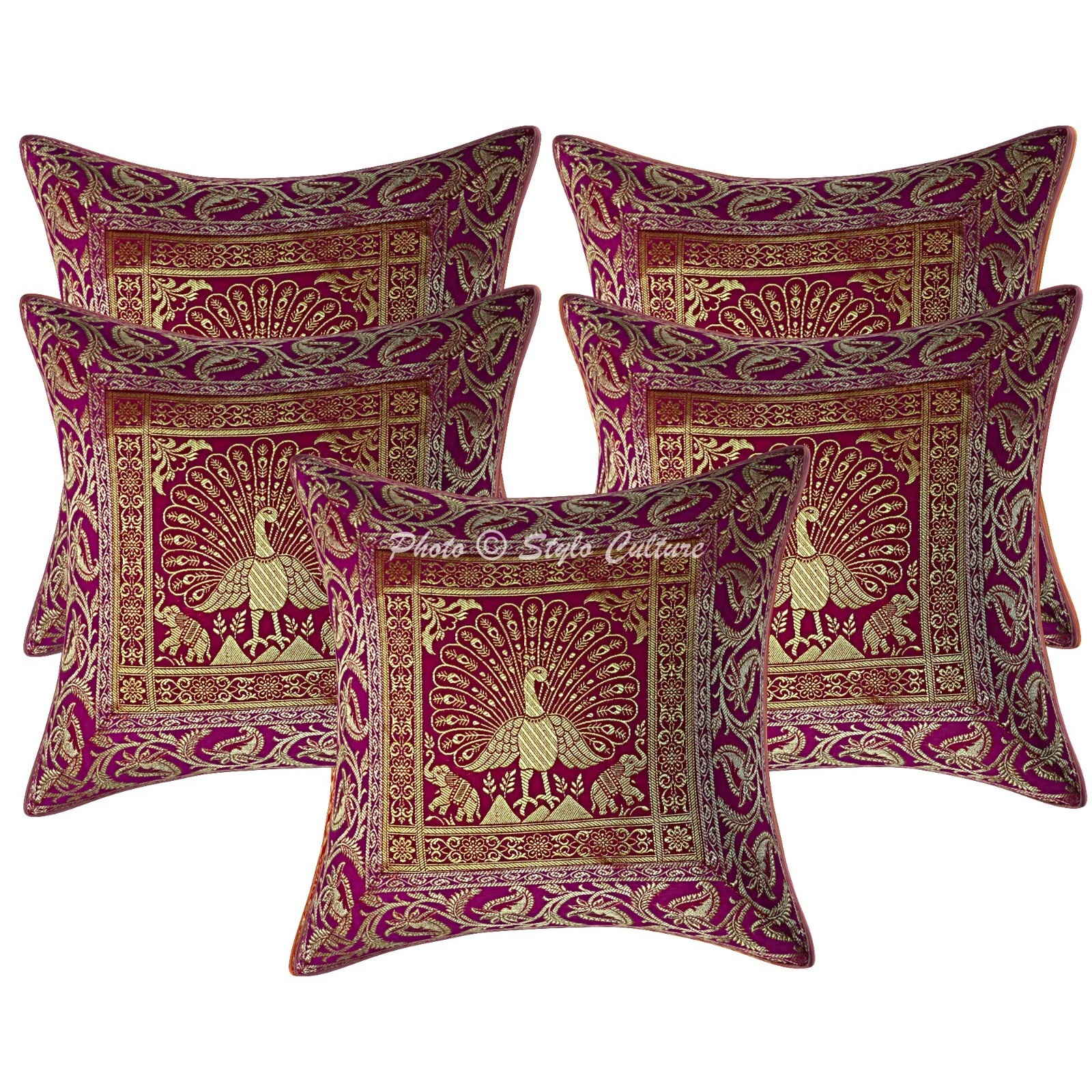 Home Decor Peacock Brocade Jacquard 16 x 16 in Pillow Cover Case Cushion Room