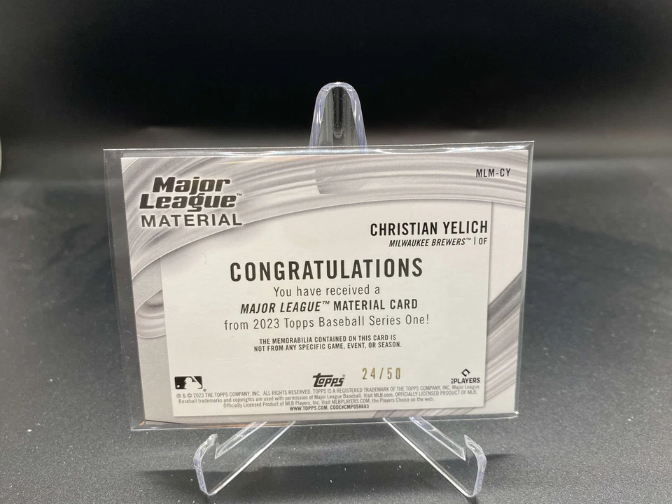 Christian Yelich 2023 Topps Gold Major League Material GU /50 Brewers - Image 2 of 2