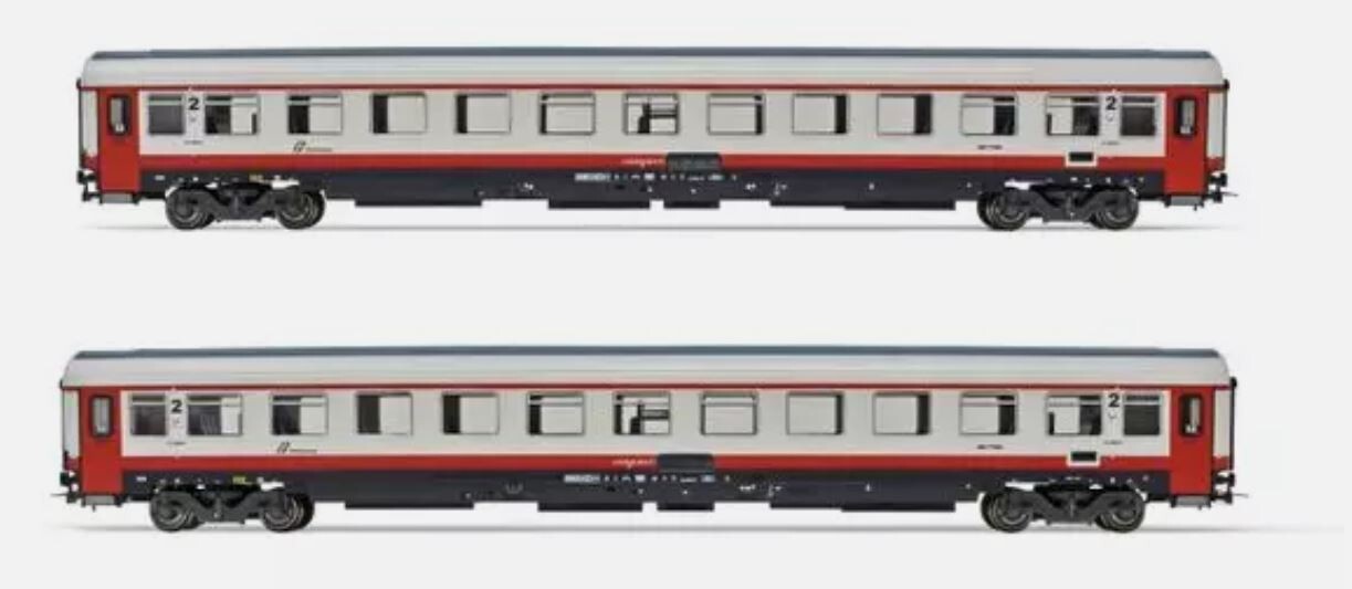 HORNBY RIVAROSSI 4355 SET 2 CARROZZE UIC LIVREA FRECCIABIANCA FS scala 1/87 HO