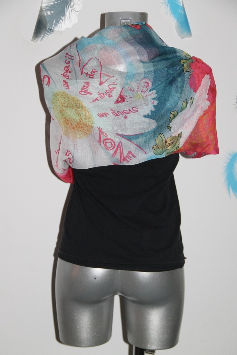 Foulard Maxi Desigual Floral 100x195 Cm - Polyester - Occasion En Excellent état - Motif Coloré