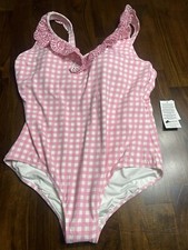 Lands End Draper James Swimsuit Size 18 NWT Pink Gingham One Piece