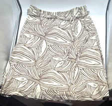 Talbots Irish Linen 100 A Line Skirt with tie Knee length lined Botanical 6P