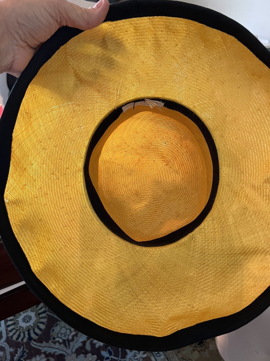Vintage Sun Hat Oscar de la Renta woven Yellow Black  display picture 1