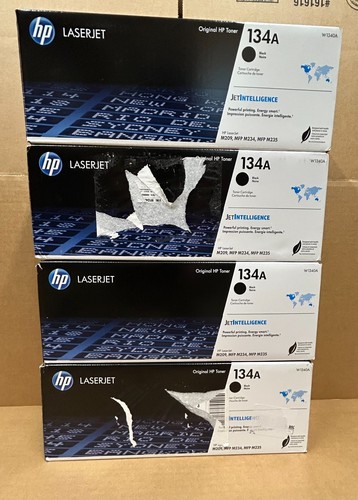 4 USED EMPTY HP 134A Black Original LaserJet Toner Cartridge Ink HP134A