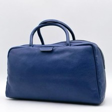 agnes b. VOYAGE Leather Handbag Embossed Used Authentic