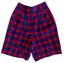 PENDLETON WOOL VINTAGE RED AND BLUE PLAID HIGH WAISTED SHORTS SIZE 4
