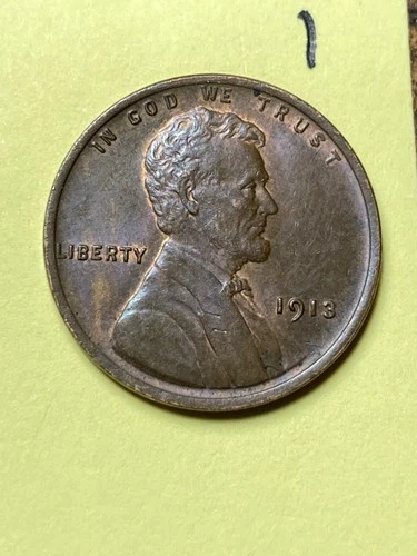 1913 LINCOLN WHEAT CENT,  high condition coin, XF-AU #1