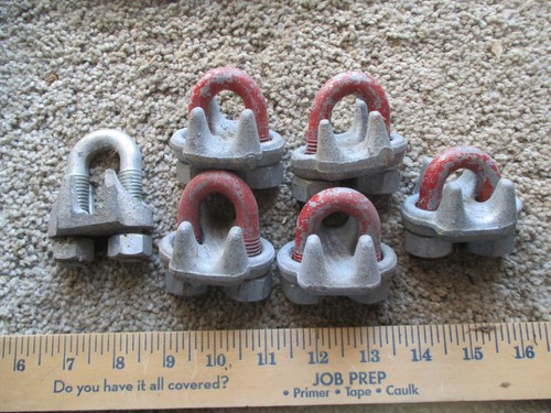 5 Crosby  1/2" Cable Saddle Clamps Wire Rope Clips Plus one 5/8 clamp
