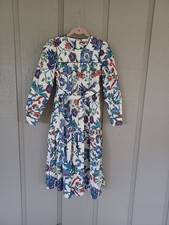 Tory Burch Quilted Yoke Midi Dress Size 0 Preppy Pocket Cotton Porcelain Thistle