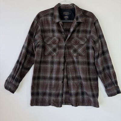 Pendleton The Original Board Shirt Wool Plaid Brown USA Fabric Men s Medium
