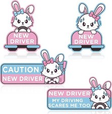 4pcs Cartoon Student Driver Car Magnet, Cute New Driver Sign for Car Reflective