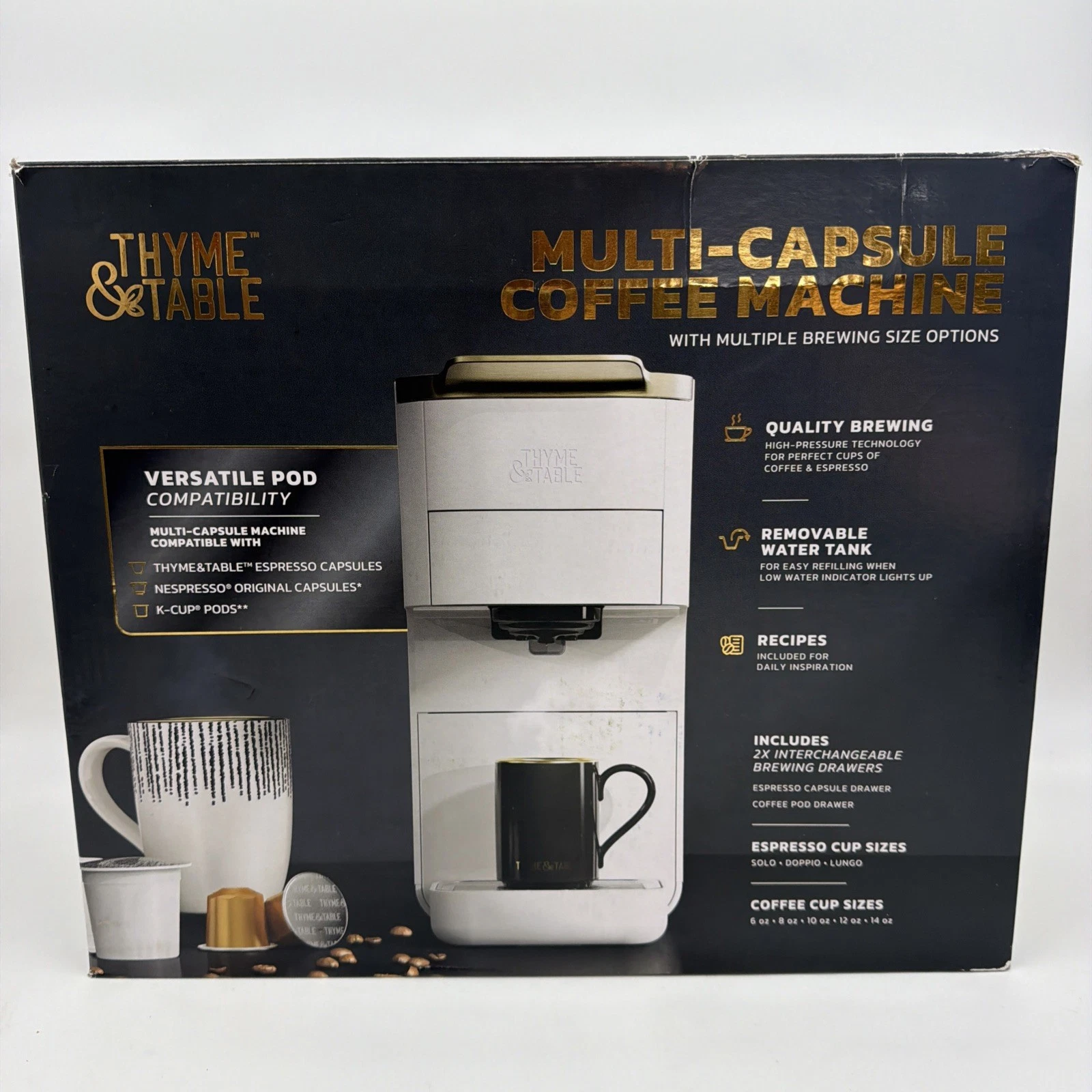 Thyme & Table Multi-Capsule Coffee Machine, Espresso & Coffee , White