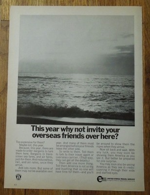 1972 UNITED STATES TRAVEL SERVICE Invite Your Overseas Friends Magazine Ad