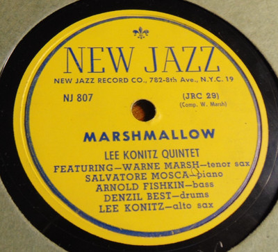 Lee Konitz Quintet - Marshmallow / Fishin' Around (1949) New Jazz 78, sharp EX-