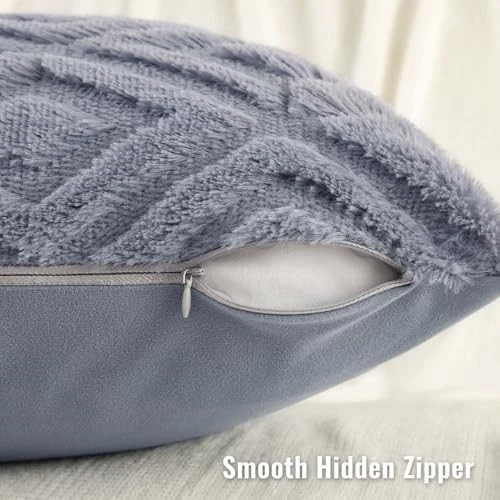 Couch Throw Pillow Covers 12x20 Set of 2, 20" x 12" (Pack of 2) Blue Grey - Image 3 of 4