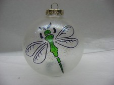 NEW HANDPAINTED DRAGONFLY GLASS CHRISTMAS ORNAMENT 3"