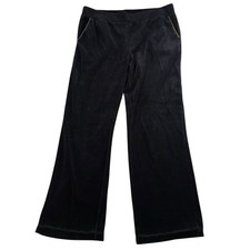 Vtg Ralph Lauren LRL Sz L Velour Wide Legs Pants Black Pull On Velvet Stretch