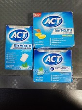 3 Pks ACT Dry Mouth Lozenges Xylitol Honey-Lemon, Soothing Mint, Gum L19