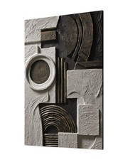 Großes 3D Relief Wandbild Abstrakt Weiß/Gold/Schwarz Struktur Kunst auf Leinwand
