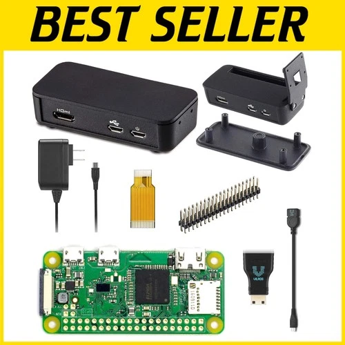 Raspberry Pi Zero W Starter Kit with Versatile Black Case - Complete 7-Part Set