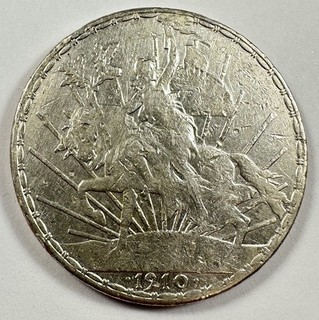 1910 Mexico Un Peso CABALLITO 90% Silver Coin 100th Anniversary of Independence