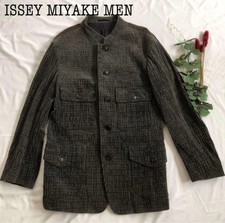 Issey Miyake Mao Collar Corduroy Jacket Green Men's Size M EL AGA