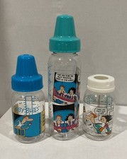 Lot Of 3 Evenflo Baby Blues Comic Bottles Rare 2000s Cartoon Graphic Vintage HTF