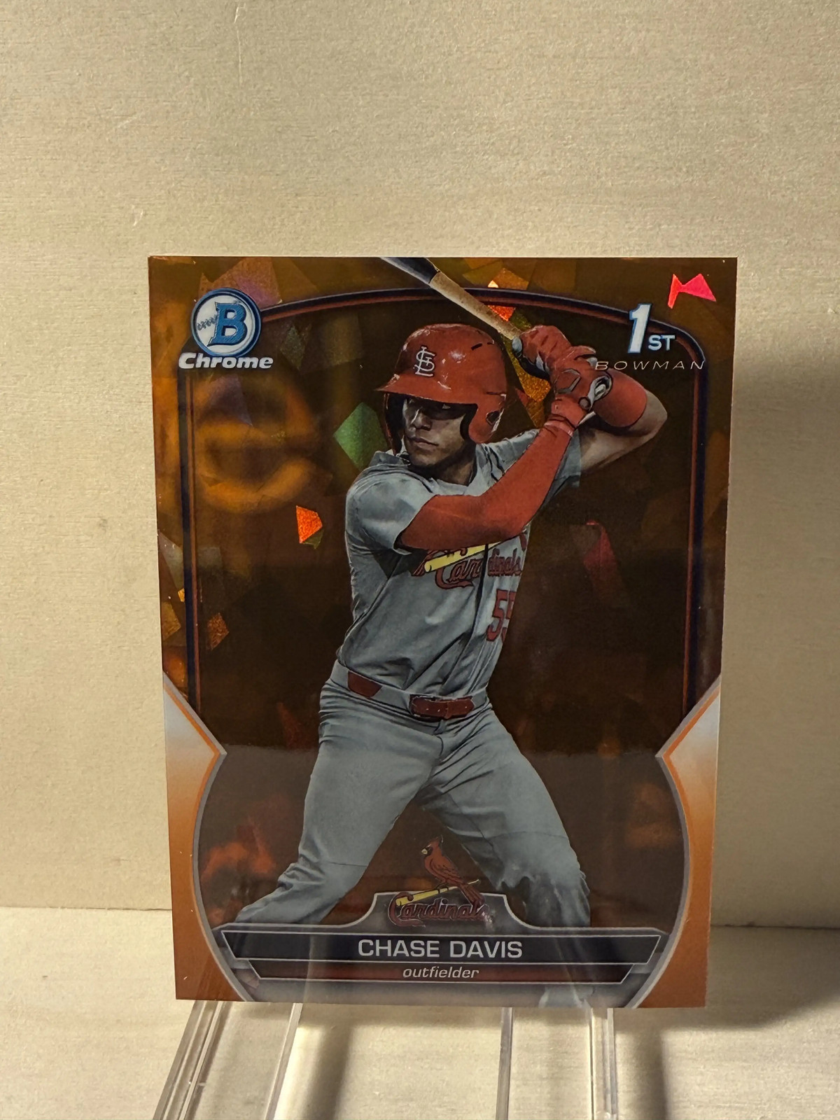 2023 Bowman Draft Chrome Chase Davis Orange Sapphire 01/25 #BDC-48 Cardinals