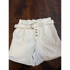 Free People Cindy Paper Bag High Waist Button Fly Utility Shorts Size 4