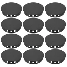 12 Pcs 50mm/2" Plastic Hole Plugs, Flush Type Round Plug Black