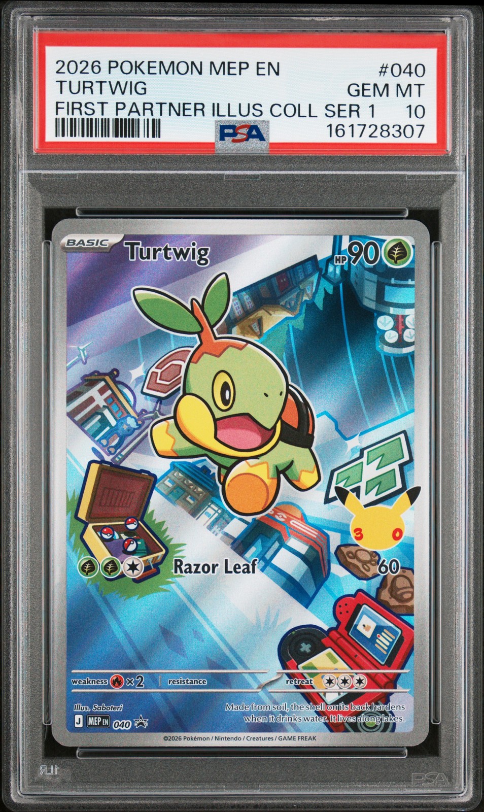 2026 POKEMON MEP FIRST PARTNER ILLUSTRATION COLLECTION #040 TURTWIG PSA 10
