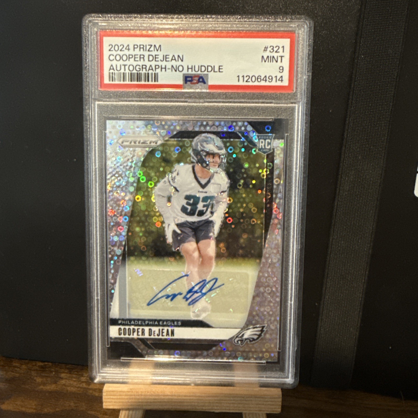 2024 PANINI PRIZM AUTOGRAPH NO HUDDLE #321 COOPER DEJEAN ROOKIE RC AUTO PSA 9