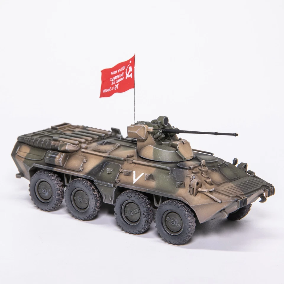1/72 ARTISAN Russian BTR-80A Armored Vehicle + Red Flag Painted Finished Model - Image 3 of 4