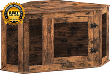 Corner Dog Crate Furniture Wooden Dog Kennel End Table Decorative Pet Crate