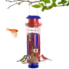Metal Squirrel Proof Bird Feeders for Outdoors Hanging Large Tube Mesh Anti