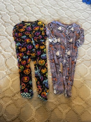 Bums and Roses and Gigi and Max 9-12 Months Pumpkin Print One-Piece Zip Footies