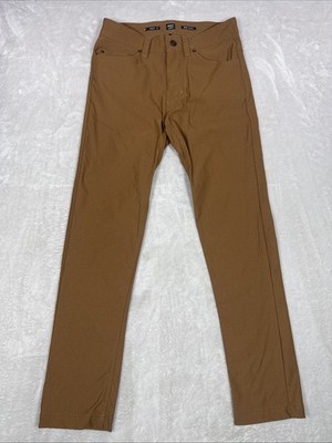 prAna Brion Pant Men's 30x30 Mud Brown Slim Straight Fit Stretch Outdoor
