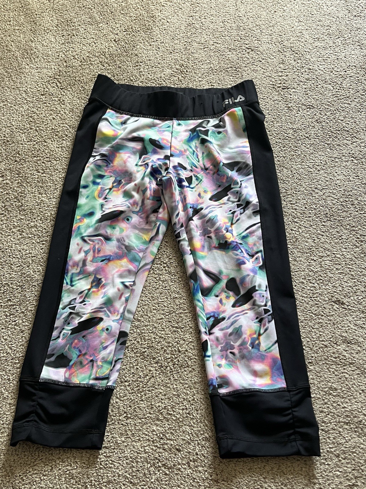 Fila Sport Compressione Capri Leggings Donna Taglia S Nero Viola Rosa