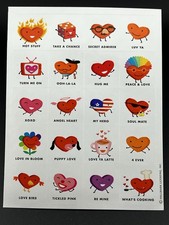 Vintage 1978 Hallmark "Groovy Hearts" Valentine Stickers One Sheet - Rare Retro