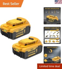 2-Pack 8000mAh Lithium-Ion Batteries for 20V Tools - Safe  Reliable