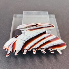 Vtg 1990s FRENCH ATELIER Caramel Marbled Lucite Hair Clip - Large 3.75” - France