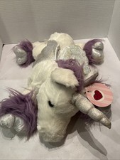 16 White /purple Unicorn Plush Toy Has Tags With A Few Flaws