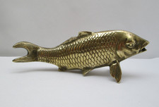 Vintage Brass Metal Feng Shui Carp 9" Figurine *